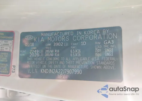 2018 Kia Soul z USA, uszkodzony, nr VIN KNDJN2A22J7907990